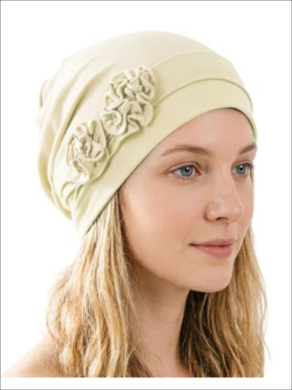 Chemo Headwear for Women Polyester Beanie Turban Hat Floral Pleated One Size